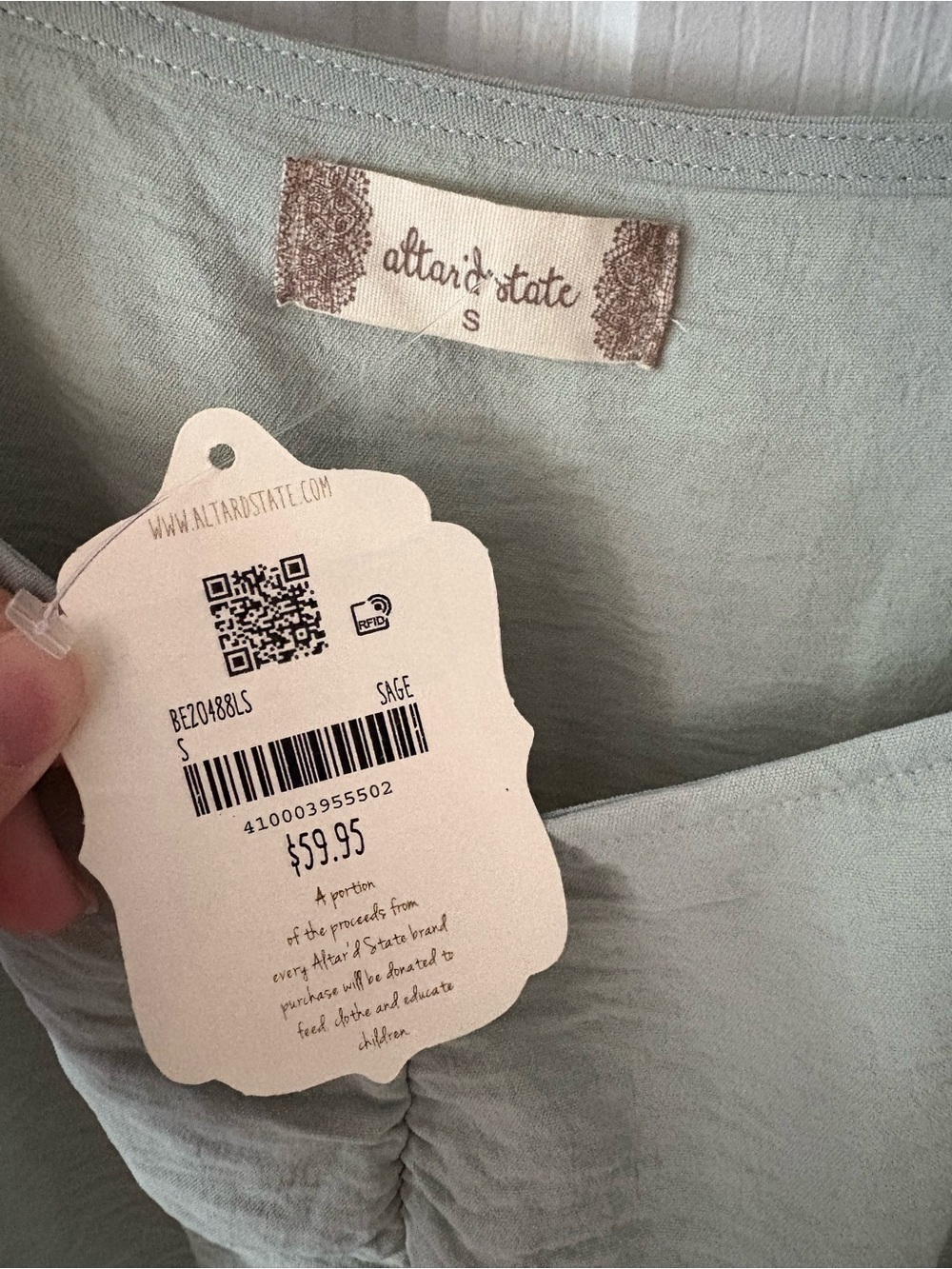 NWT Altar'd State Olive Peplum Ruffle Blouse Size S - Picture 4 of 5